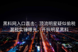 黑料网入口直击：顶流明星疑似偷税漏税实锤曝光，开扒明星黑料