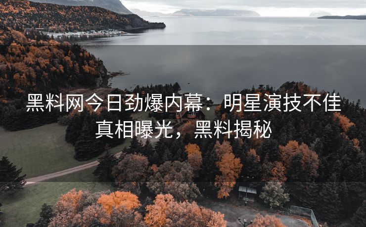 黑料网今日劲爆内幕：明星演技不佳真相曝光，黑料揭秘