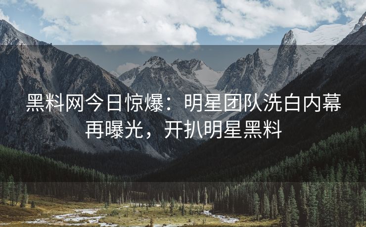 黑料网今日惊爆：明星团队洗白内幕再曝光，开扒明星黑料