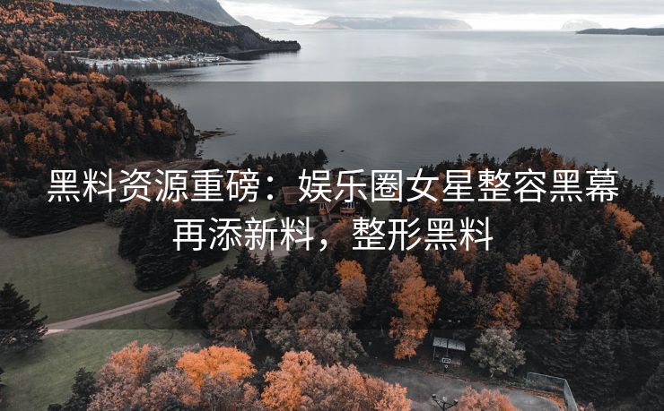 黑料资源重磅：娱乐圈女星整容黑幕再添新料，整形黑料