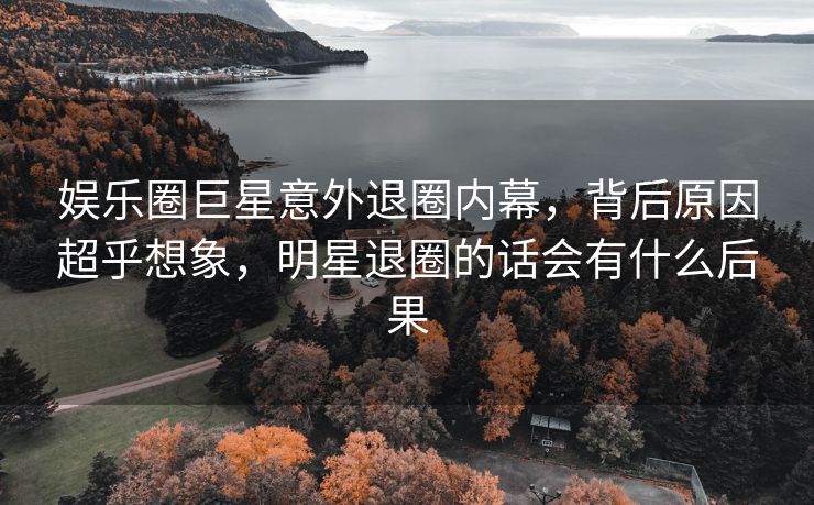 娱乐圈巨星意外退圈内幕，背后原因超乎想象，明星退圈的话会有什么后果